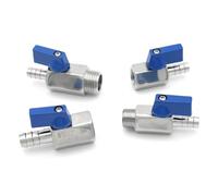 JKPQQEHV Mini valvola a Sfera Blu BSP in Acciaio Inossidabile da 1/8" 1/4" 3/8" 1/2" a Adattatore Pagoda Femmina Maschio SS304 a 2 Vie Solido(1/4",10MM_Male)
