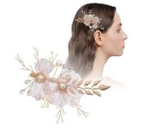 JKQBUX Dolce elegante clip per capelli da sposa festa di nozze fiore da sposa anatra clip per capelli pezzo di cristallo clip laterali per donne ragazze foglia accessori per capelli