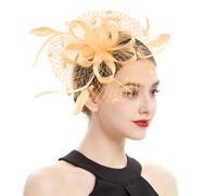 JKQBUX Fascinator fascinator da donna con piuma fiore clip e corpetto doppio uso fascia per capelli da sposa derby cappello cocktail party matrimonio