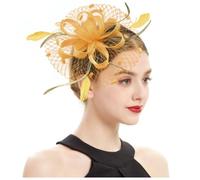 JKQBUX Fascinator fascinator da donna con piuma fiore clip e corpetto doppio uso fascia per capelli da sposa derby cappello cocktail party matrimonio