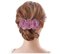 JKQBUX Fermagli per capelli in stile Chanel, con fiore, accessorio per capelli per donne e ragazze, per matrimoni, feste di Natale (fiore rosa in tulle)