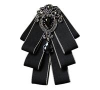 JKQBUX Fiocco Strass Moda Fiocco Spilla Pre-Legato Papillon per Uomo Donna Cravatta Collo Natale Matrimonio Cerimonia, Nero, 13.5*10.5CM