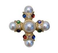 JKQBUX Serie Versailles Spilla Barocca Elegante con Perle per Donne Uomini Ragazze Spilla da Corsetto Stile Retro Accessorio Delicato, 5*6cm, Alluminio, Cristallo