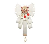 JKQBUX Spilla a fiocco in stile retrò con fiocco in cristallo per donne e ragazze spilla con cammeo vittoriano pre-annodato accessorio per collare per corsetto, 9.5*17.5cm, Alluminio, Cristallo