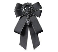 JKQBUX Spilla a papillon regolabile pre-annodata in stile retrò britannico con strass, per donne e uomini, cravatta uniforme in tessuto, papillon, Grigio, 10* 16cm