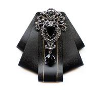 JKQBUX Spilla a papillon regolabile pre-legata con strass britannici retrò per uomo cravatta fiocco fiocco scintillante nastro di raso papillon, nero, 11W*11L