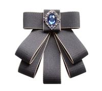 JKQBUX Spilla in stile retrò britannico pre-annodata regolabile in tessuto con fiocco per donne e uomini cravatta uniforme Bownot, Grigio, 10* 11cm