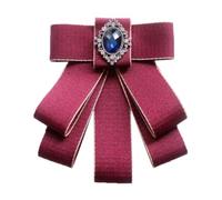 JKQBUX Spilla in stile retrò britannico pre-annodata regolabile in tessuto con fiocco per donne e uomini cravatta uniforme Bownot, Rosso scuro, 10* 11cm