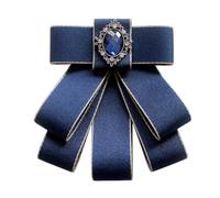 JKQBUX Spilla in stile retrò britannico pre-annodata regolabile in tessuto con fiocco per donne e uomini cravatta uniforme Bownot, Blu navy, 10* 11cm