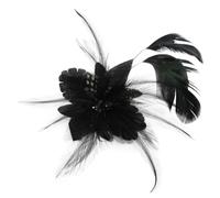 JKQBUX Spilla multifunzione a forma di fiore con piuma e fermagli per capelli, per donne e ragazze, spilla per corpetto, accessori per feste, cerimonie, balli e banchetti, 8*8cm, Alluminio, Cristallo