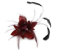 JKQBUX Spilla multifunzione a forma di fiore con piuma e fermagli per capelli, per donne e ragazze, spilla per corpetto, accessori per feste, cerimonie, balli e banchetti, 8*8cm, Alluminio, Cristallo