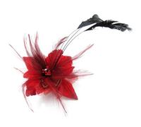 JKQBUX Spilla multifunzione a forma di fiore con piuma e fermagli per capelli, per donne e ragazze, spilla per corpetto, accessori per feste, cerimonie, balli e banchetti, 8*8cm, Alluminio, Cristallo