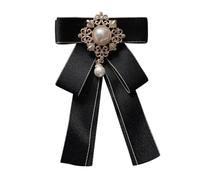 JKQBUX Spilla vintage con fiocco e perle finte, per donne e uomini, pre-legata, con grande fiocco, spilla per matrimonio, sposo, festa, cerimonia, 8.5*13.5cm, Perla, Perla
