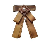 JKQBUX Spilla vintage con fiocco e perle finte, per donne e uomini, pre-legata, con grande fiocco, spilla per matrimonio, sposo, festa, cerimonia, 8.5*13.5cm, Alluminio, Perla