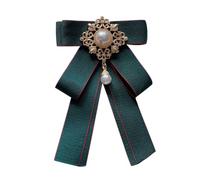 JKQBUX Spilla vintage con fiocco e perle finte, per donne e uomini, pre-legata, con grande fiocco, spilla per matrimonio, sposo, festa, cerimonia, 8.5*13.5cm, Alluminio, Perla