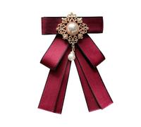JKQBUX Spilla vintage con fiocco e perle finte, per donne e uomini, pre-legata, con grande fiocco, spilla per matrimonio, sposo, festa, cerimonia, 8,5 x 13,5 cm, alluminio, perla, 8.5*13.5cm