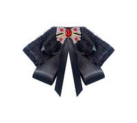 JKQBUX Spille con papillon in pizzo in stile corte francese per ragazze donne moda fiocco spilla spille pre-legato cravatta camicia corpetto cravatta collo, 9*11cm, Alluminio, Cristallo