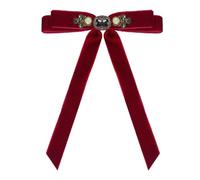 JKQBUX Versailles serie barocco retrò velluto nastro fiocco spilla cravatta per donne uomini pre-legato grande fiocco spilla pin, A-rosso scuro, 12* 15cm