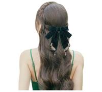 JKQBUX Versailles serie barocco retrò velluto nastro fiocco spilla cravatta per donne uomini pre-legato grande fiocco spilla pin, 13*14cm, Alluminio, Perla