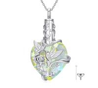 JKR Collana con ciondolo a forma di cuore con farfalla, libellula, coccinella, ape, colibrì, urna per ceneri in argento Sterling S925, con cristalli, gioiello commemorativo con riempitivo a imbuto, da