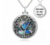 JKR Collana con ciondolo a forma di farfalla, libellula, coccinella, ape, colibrì, per ceneri da donna, in argento Sterling, con conchiglia di abalone, gioiello commemorativo per cremazione con imbuto