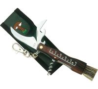 JKR MANICO IN LEGNO CON CAVATAPPI LAMA IN ACCIAIO INOX DA 5,5 CM COLTELLO DA FUNGHI CON FODERO IN NY