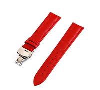 Jksdp Pelle cinturini 12 24 millimetri universale di vigilanza del braccialetto cinturino fibbia a farfalla Steel Band fibbia della cinghia del polso + strumento, rosso 22mm