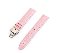 Jksdp Pelle cinturini 12 24 millimetri universale di vigilanza del braccialetto cinturino fibbia a farfalla Steel Band fibbia della cinghia del polso + strumento, Rosa 22mm