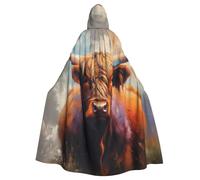 JKXUN Highland Cow, mantello unisex per cosplay, Halloween, mantello con cappuccio, per feste
