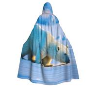 JKXUN Polar Bear - Mantello con cappuccio, unisex, per cosplay, Halloween, per feste