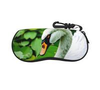 JKXUN Swan Green Leaves - Custodia morbida ultra leggera per occhiali da sole, con clip per cintura, nero, taglia unica