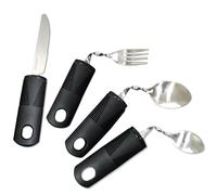 JKYVAA Set di 4 posate pieghevoli per disabili, facili da impugnare, posate pieghevoli ponderate, con coltello, forchetta, cucchiaio, per disabili, persone disabili, anziani, Parkinson