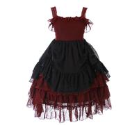 JL-680 Rosso Nero Volant Vestito Chiffon Classic Gothic Lolita Costume
