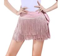 JL&RC Gonna da ballo latino tango con frange per danza del ventre Rumba Tè Samba Dance Hall Gonna, Rosa, Taglia unica