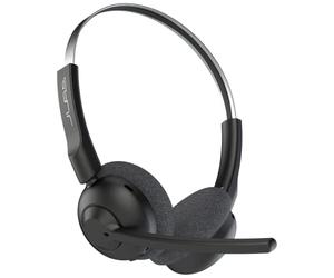 JLab Go Work Pop Cuffie Bluetooth con Microfono per PC - 50h, Nero | Cuffie da PC e Lavoro, Wireless Headset Bluetooth, Connessione simultanea a Computer e Cellulare