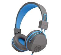 JLab JBuddies Cuffie per Bambini con filo, Sicure grazie al Limitatore di Volume, Cuffie con filo pieghevoli Over Ear, Cuffie con Microfono per bambino, Cavo in nylon anti groviglio, Grigio/Blu
