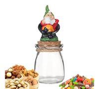 jlceh Biscottiera natalizia, barattolo decorativo | Barattoli di caramelle trasparenti per biscotti Gnomi | Barattoli di vetro decorativi con coperchio, contenitore per biscotti antipolvere per