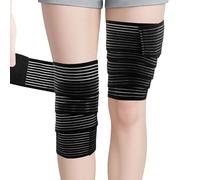 JLFDLLYYZQ 2 Pezzi Da 200CM Fascia Elastica Coscia, Oberschenkel Sport Kompressionsbandag, Fasce Elastiche Con Velcro, Benda Elastica Per Comprimere La Coscia, Il Ginocchio E La Gamba, Nero