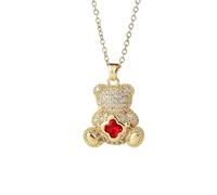 JLKJNCXZC Cla ic Charm Micro-pavimentata Collana d'orso capace Temperamento Animale con coda teel Lucky Pendente