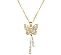 JLKJNCXZC Cla ic Charming Romantic White Ta el Butterfly Necklace able Micro-intarsiate Temperamento Ver atile tainle teel
