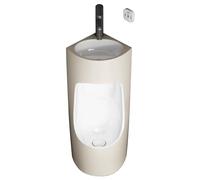 JLLEIZYZ Orinatoio per Uomini, Orinatoi in Plastica, Rubinetto Girevole, Resistente Agli Odori, Design a Parete, Adatto per Bagni di Piccole Dimensioni(Beige)