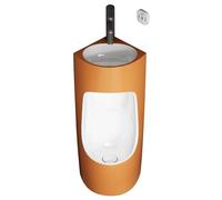 JLLEIZYZ Orinatoio per Uomini, Orinatoi in Plastica, Rubinetto Girevole, Resistente Agli Odori, Design a Parete, Adatto per Bagni di Piccole Dimensioni(Orange)