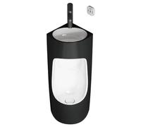 JLLEIZYZ Orinatoio per Uomini, Orinatoi in Plastica, Rubinetto Girevole, Resistente Agli Odori, Design a Parete, Adatto per Bagni di Piccole Dimensioni(Black)