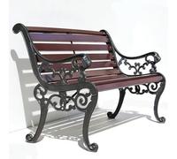 JLLEIZYZ Panchina da Esterno Ghisa e Legno, Panchina da Giardino con Schienale e Braccioli, Adatto per Esterni, Parchi e Cortili(Brown,125x58x78cm/49x23x31in)