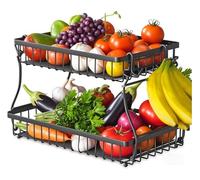 JLLYGOUS Cesto Frutta 2 Livelli, Porta Frutta a Piani con Gancio a Banana, Cesto Portafrutta 2025