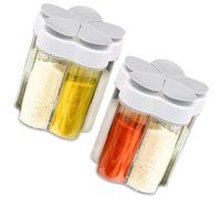 JLNGTHONG 2 contenitori per spezie da viaggio, 5 in 1, per spezie, da campeggio, da viaggio con coperchio, trasparenti, per sale, pepe
