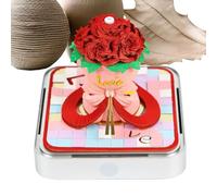 Jlobnyiun Calendario 3D 2026,Blocchetto Per Appunti Artistico 3D A Forma Di Rosa - Blocchetto Intagliato Strappabile Con Luci LED E Custodia Acrilica Per Natale Regali Casa