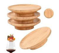 Jlobnyiun per bicchieri da vino - 4 pezzi in legno | Top con sottobicchiere e da portata - per ristoranti, feste di famiglia, feste, Natale