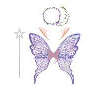 Jlobnyiun Set Costume da Fata - Set da Fata Farfalla per Donna Halloween Carnevale | Abbigliamento per Feste Balli in Maschera Sfide di Personaggio e Teatro