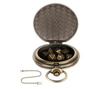 Jlobnyiun Set di dadi con orologio da tasca - Set di dadi per orologio da tasca, dadi poliedrici in metallo leggero | Accessori per set di dadi vintage con catena per uomini e donne giocatori